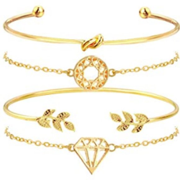 Multiple Layered Gold 4pc Bangle Bracelet Set 4 - Picture 2 of 2